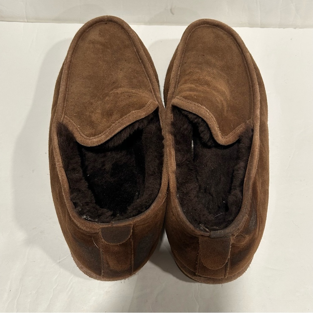 LL Bean Wicked Good Men's Slippers Brown Suede Shearling Warm Moccasin, Size 10M - Picture 5 of 10